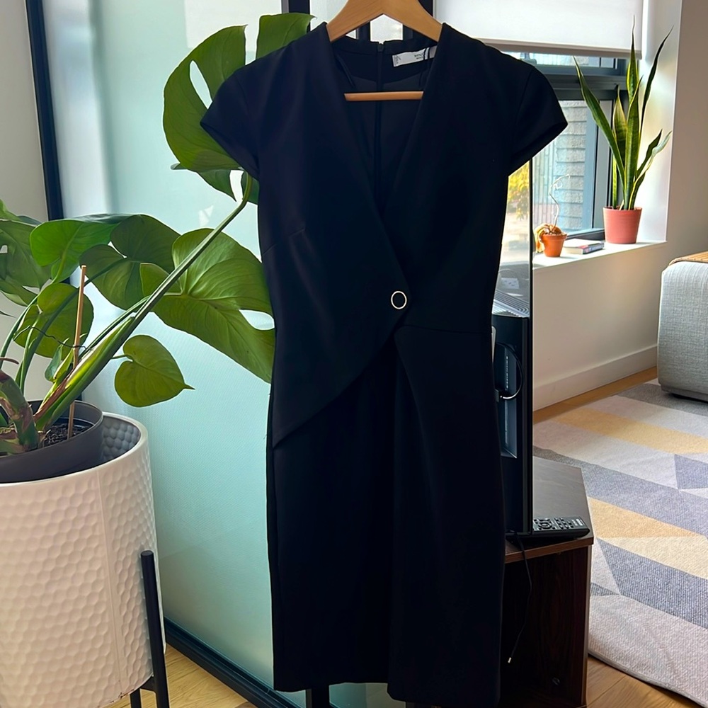 Mango black midi work dress